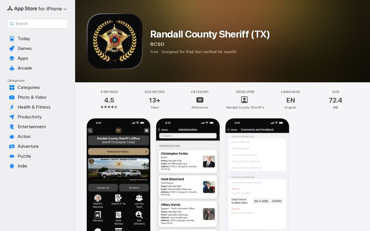 Randall County Sheriff app current custody release fallback