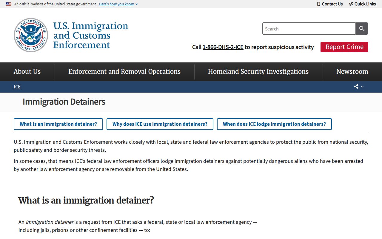 Randall County Jail release record ICE detainer explanation