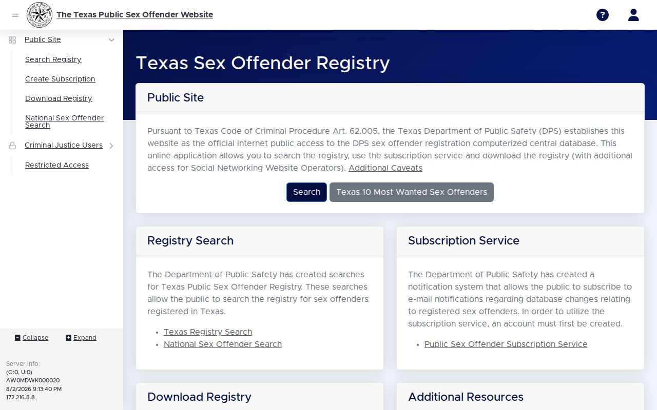 Texas DPS registry photo channel for limited Randall County release cases