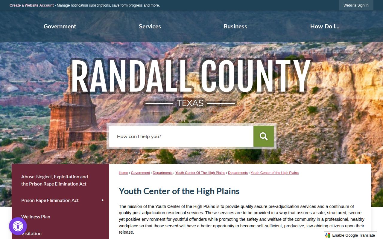 Youth Center of the High Plains juvenile release and residential service information
